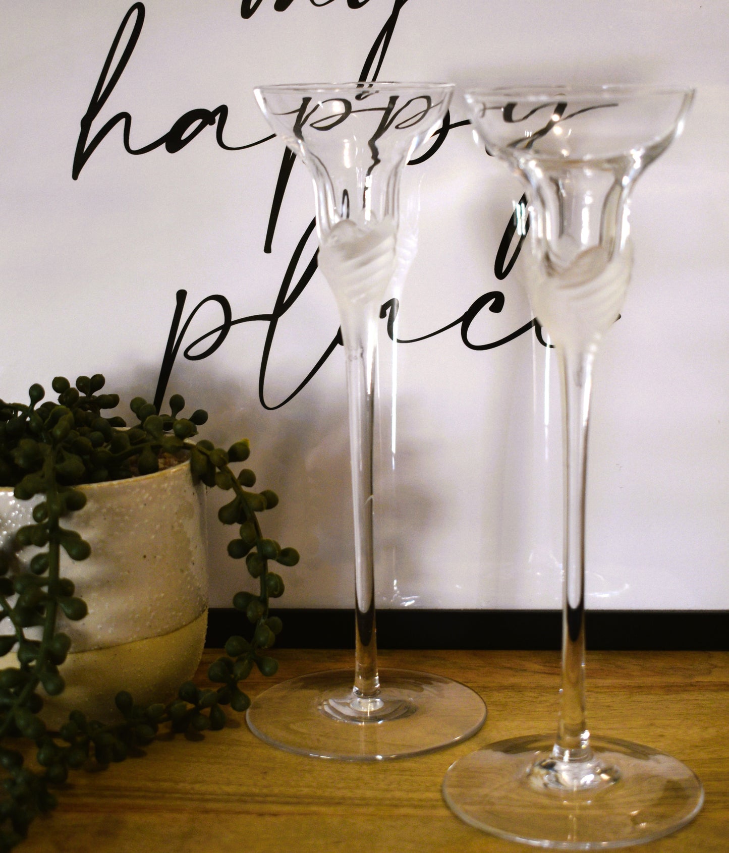 Vintage Sasaki Crystal candlestick holders. Set of 2