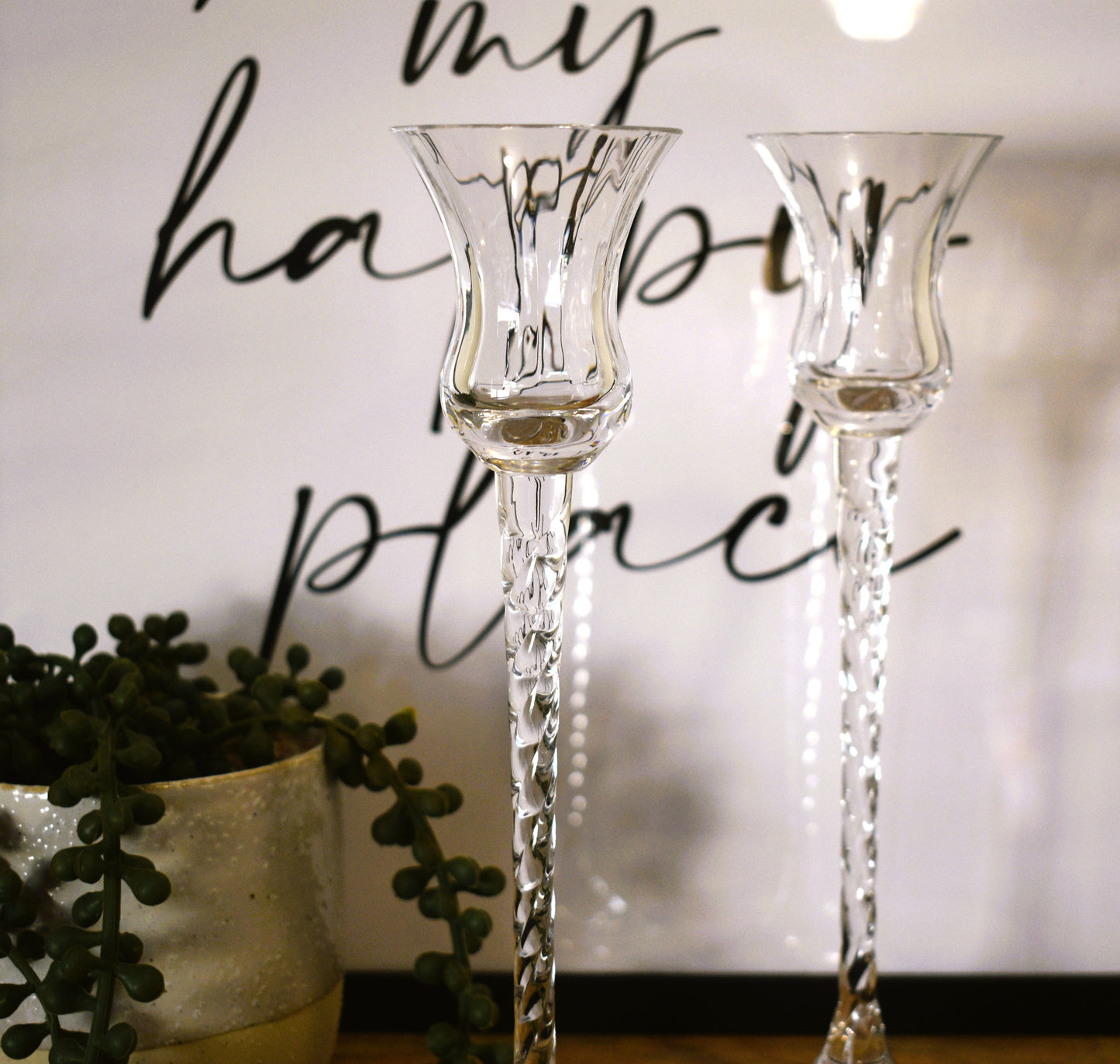 Vintage Crystal Taper candlestick Holders by Mikasa. Set of two