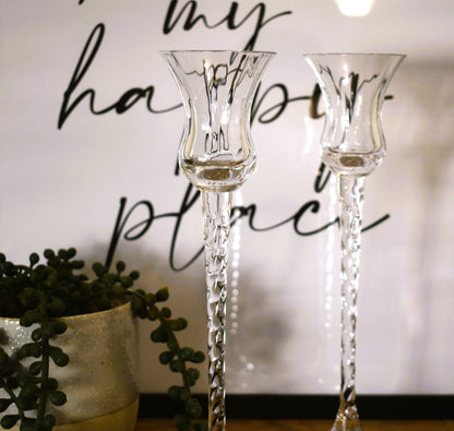 Vintage Crystal Taper candlestick Holders by Mikasa. Set of two