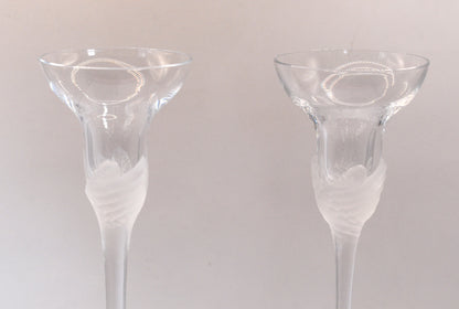 Vintage Sasaki Crystal candlestick holders. Set of 2
