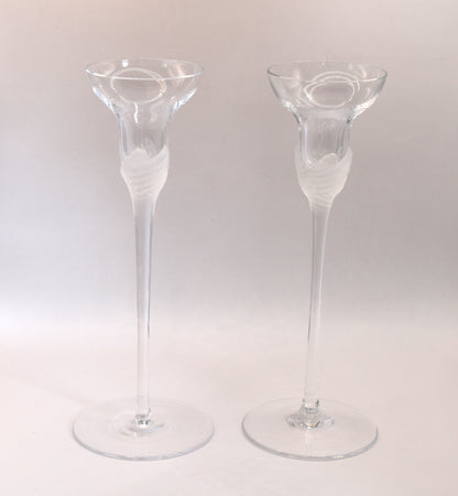 Vintage Sasaki Crystal candlestick holders. Set of 2