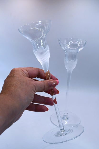 Vintage Sasaki Crystal candlestick holders. Set of 2