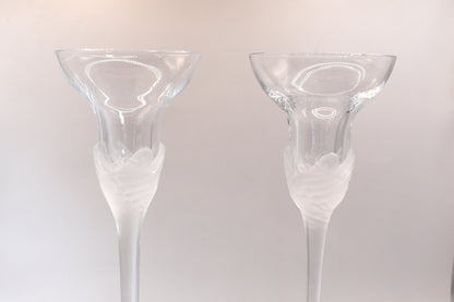 Vintage Sasaki Crystal candlestick holders. Set of 2
