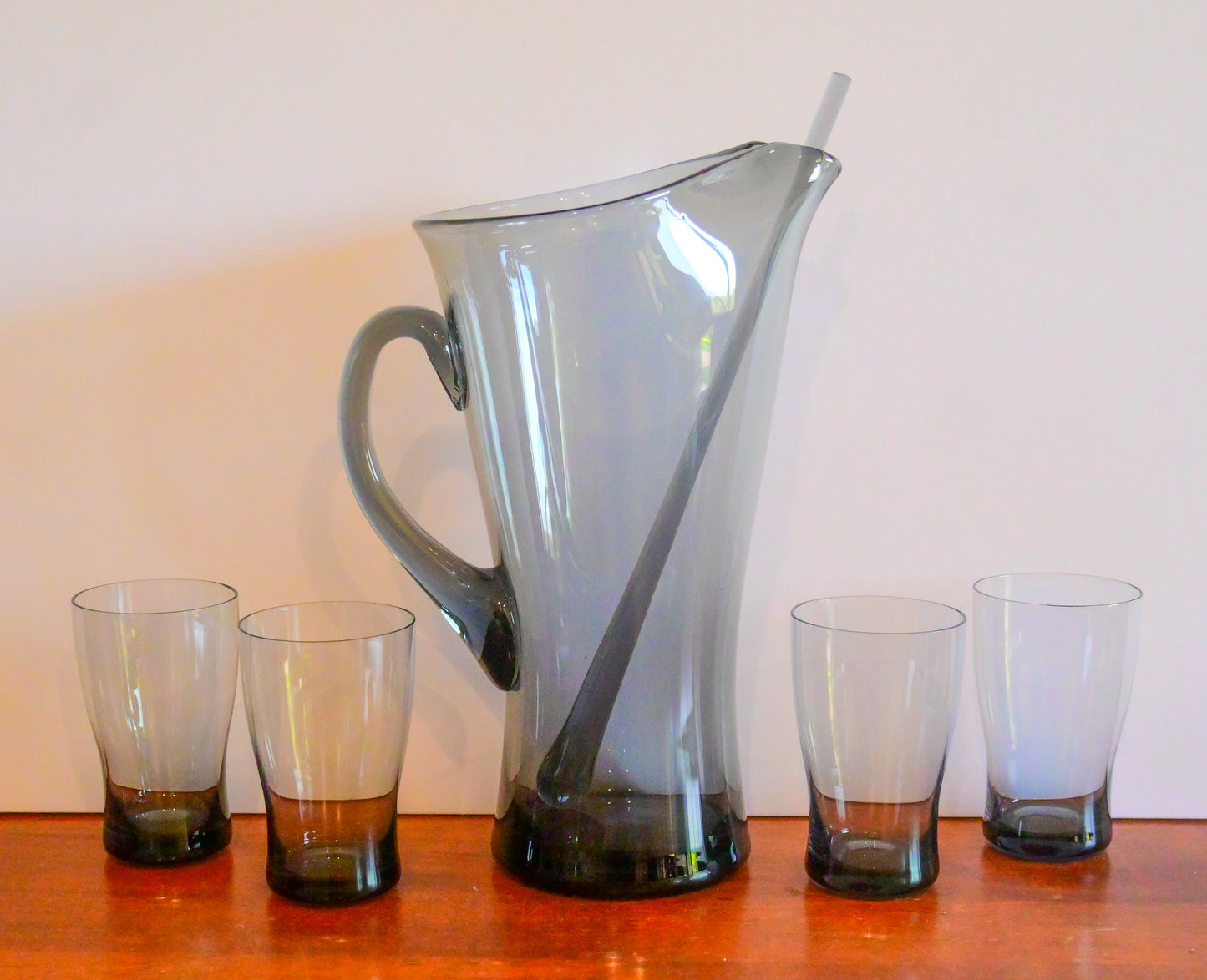 Vintage Smokey Grey Water Set with Purple Hue