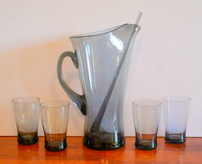 Vintage Smokey Grey Water Set with Purple Hue