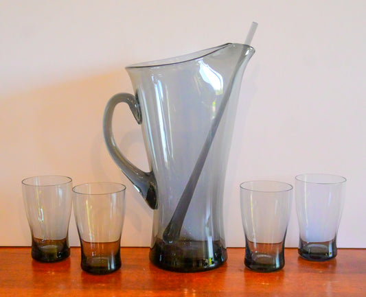 Vintage Smokey Grey Water Set with Purple Hue