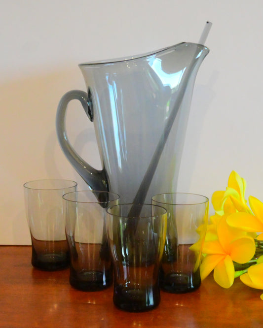 Vintage Smokey Grey Water Set with Purple Hue