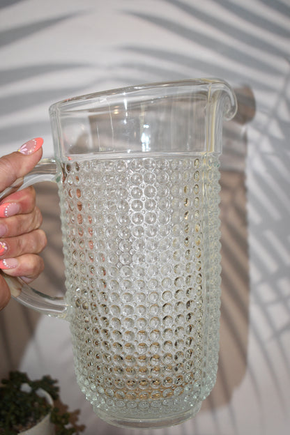 Vintage pressed Czech glass pitcher