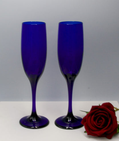 Vintage Libbey Cobalt Champagne Flutes