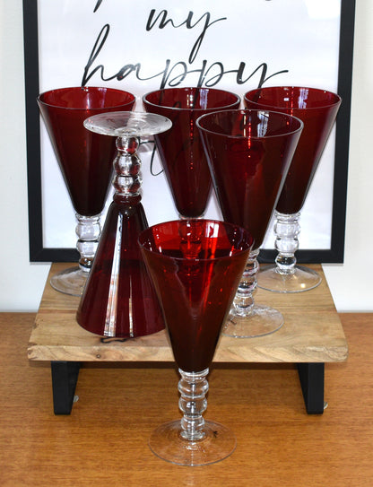 Red Glass Wine Goblets - French Country Collection - Set of 6