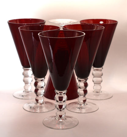 Red Glass Wine Goblets - French Country Collection - Set of 6