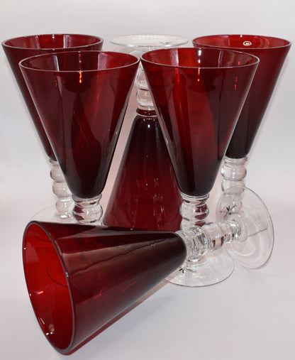 Red Glass Wine Goblets - French Country Collection - Set of 6