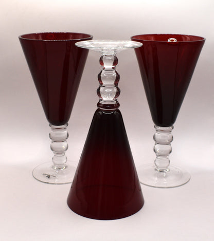 Red Glass Wine Goblets - French Country Collection - Set of 6
