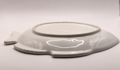 White ceramic Fish shaped serving platter. Made in Japan