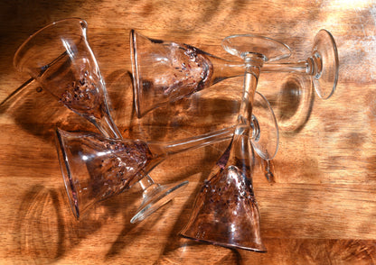 Handblown pink Wine goblets. Set of 4
