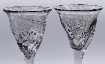 Handblown pink Wine goblets. Set of 4