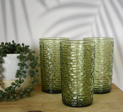 "Soreno" Drinking glasses - Vintage Green Anchor Hocking - Set of 3