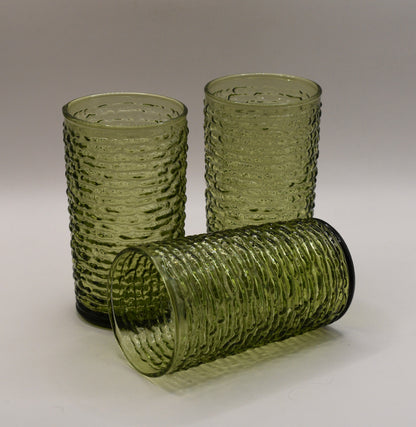 "Soreno" Drinking glasses - Vintage Green Anchor Hocking - Set of 3