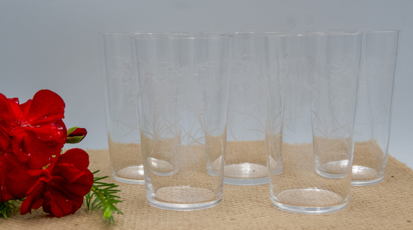 Very Delicate Vintage Etched Fern Leaf Glasses