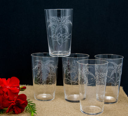 Very Delicate Vintage Etched Fern Leaf Glasses