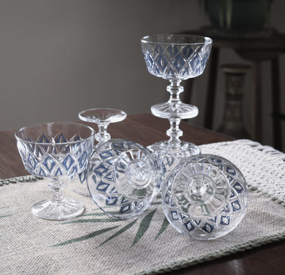 Vintage 1950's Reims Blue Champagne Coupes. Set of 6