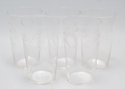 Very Delicate Vintage Etched Fern Leaf Glasses