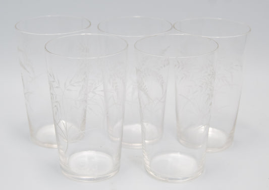 Very Delicate Vintage Etched Fern Leaf Glasses