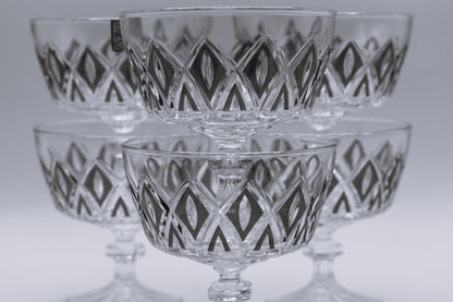 Vintage 1950's Reims Blue Champagne Coupes. Set of 6