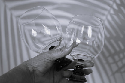 Green Stemmed Wine Glasses Set of 2