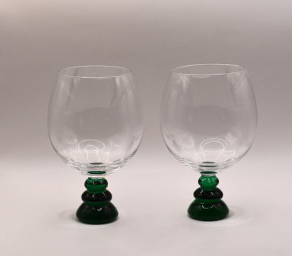 Green Stemmed Wine Glasses Set of 2