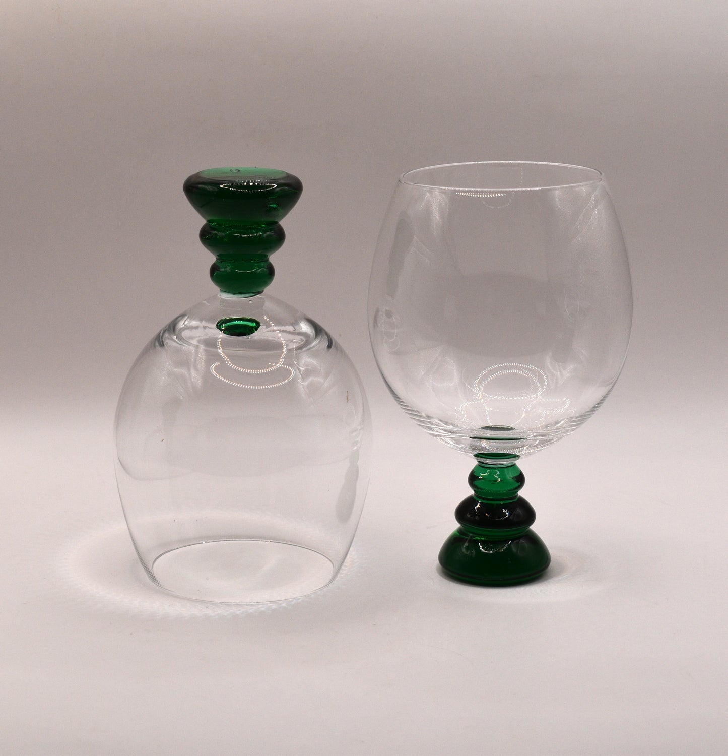 Green Stemmed Wine Glasses Set of 2