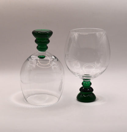 Green Stemmed Wine Glasses Set of 2