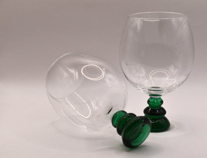 Green Stemmed Wine Glasses Set of 2