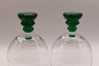 Green Stemmed Wine Glasses Set of 2