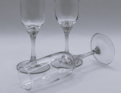 Vintage Pink Blush Stemmed Champagne Glasses - Luminarc Veronese - Set of 3
