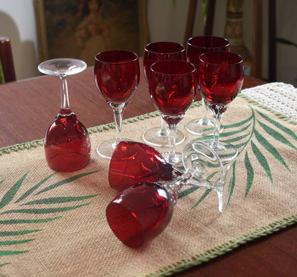 Bohemia ruby liqueur glasses by Jan Gabrhel. Set of 8