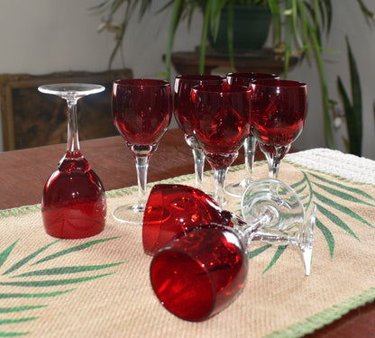 Bohemia ruby liqueur glasses by Jan Gabrhel. Set of 8