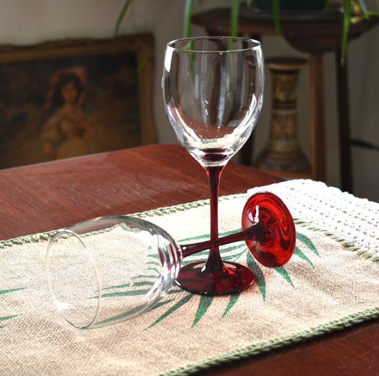 Red Stemmed wine glasses. Set of 2