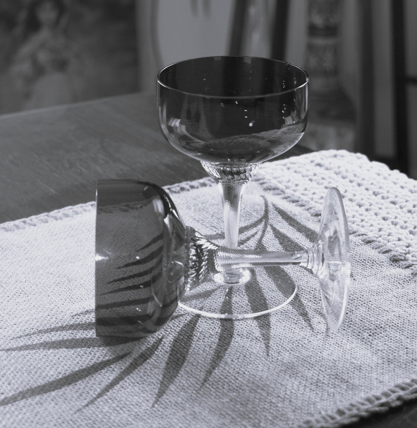 Vintage Ruby Red Champagne Coupes. Set of 2