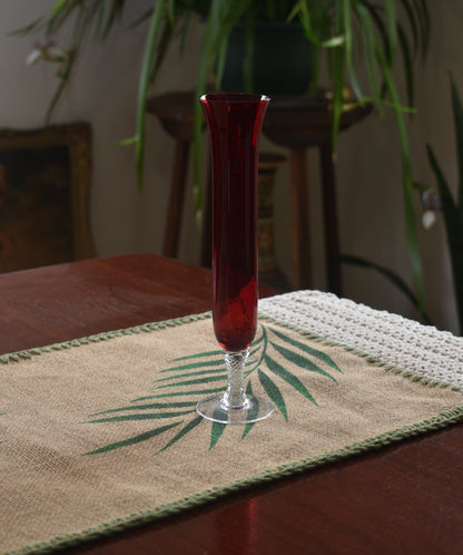 Vintage ruby red long stemmed bud vase.