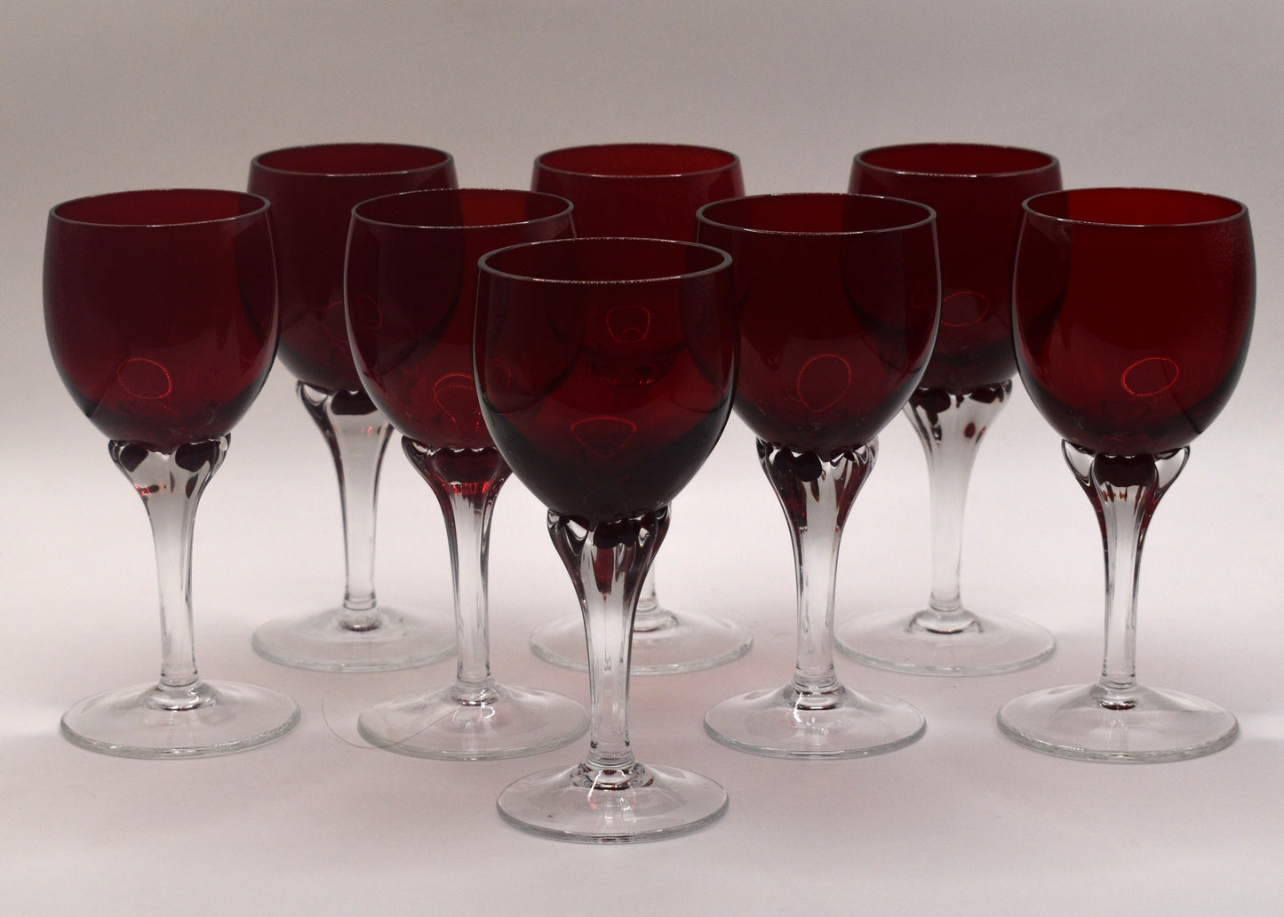 Bohemia ruby liqueur glasses by Jan Gabrhel. Set of 8