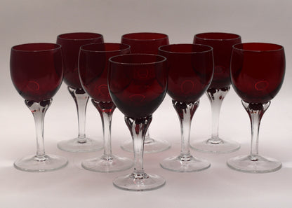 Bohemia ruby liqueur glasses by Jan Gabrhel. Set of 8