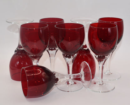 Bohemia ruby liqueur glasses by Jan Gabrhel. Set of 8