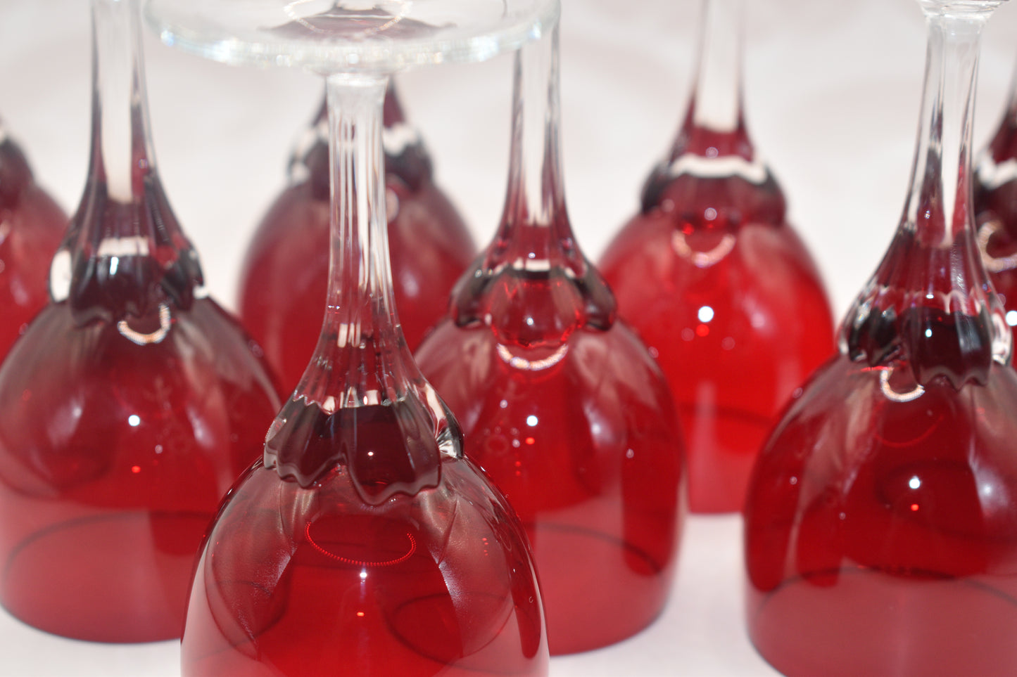 Bohemia ruby liqueur glasses by Jan Gabrhel. Set of 8