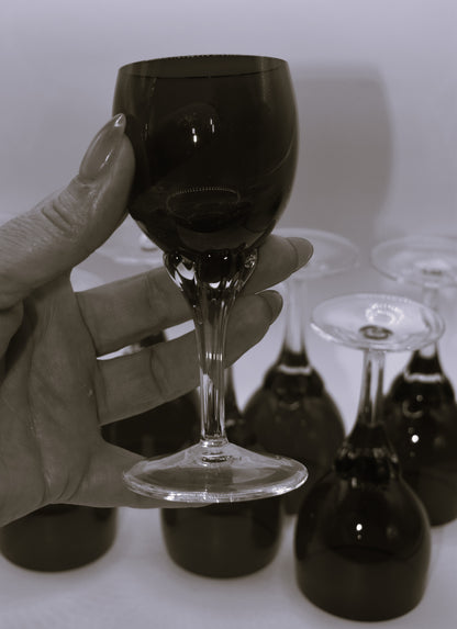 Bohemia ruby liqueur glasses by Jan Gabrhel. Set of 8