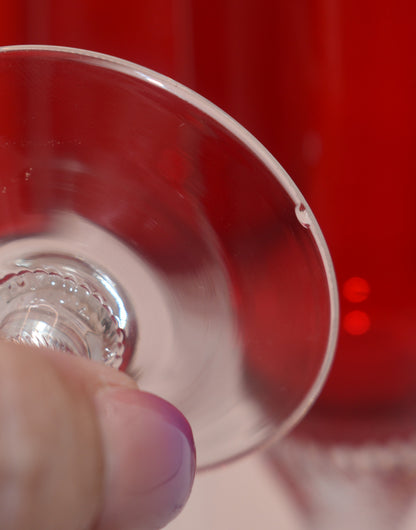Bohemia Red Liquor/Cordial Glasses Twisted Stem. Set of 6