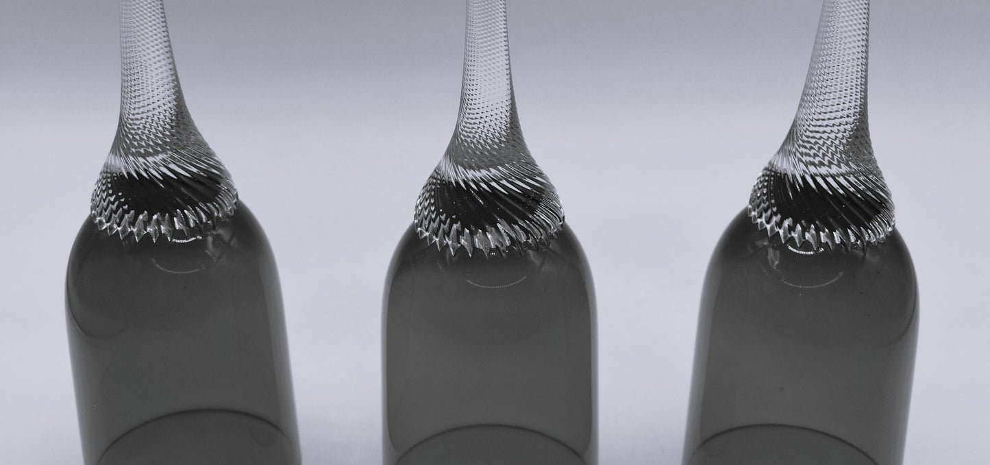 Bohemia Red Liquor/Cordial Glasses Twisted Stem. Set of 6