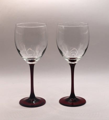 Red Stemmed wine glasses. Set of 2