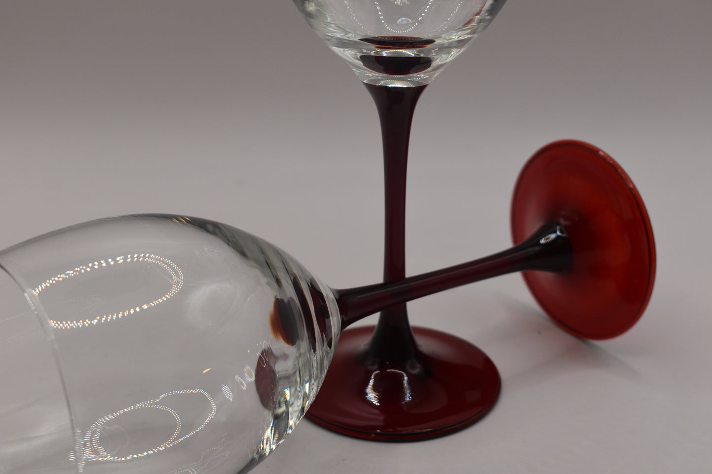 Red Stemmed wine glasses. Set of 2