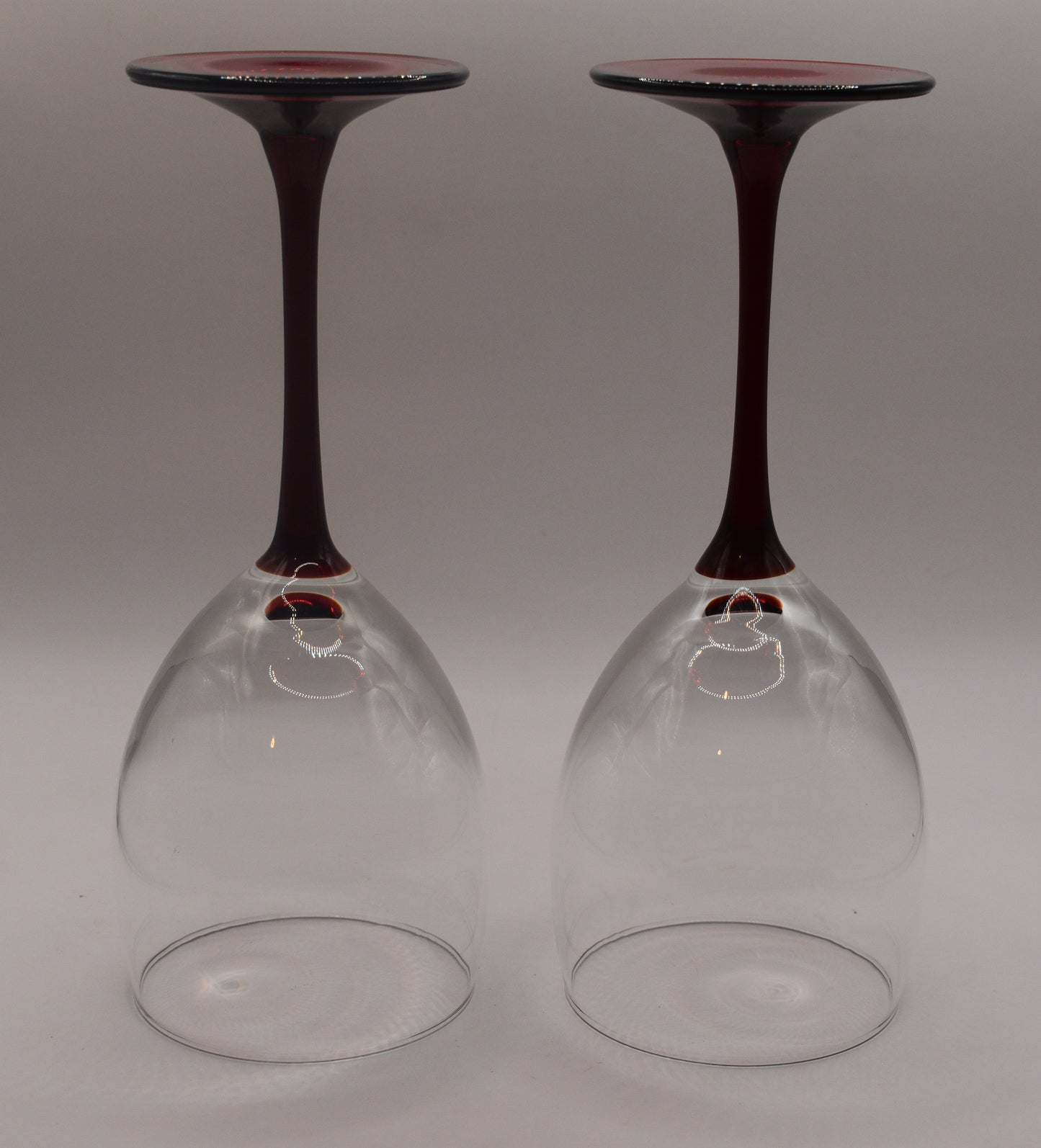 Red Stemmed wine glasses. Set of 2